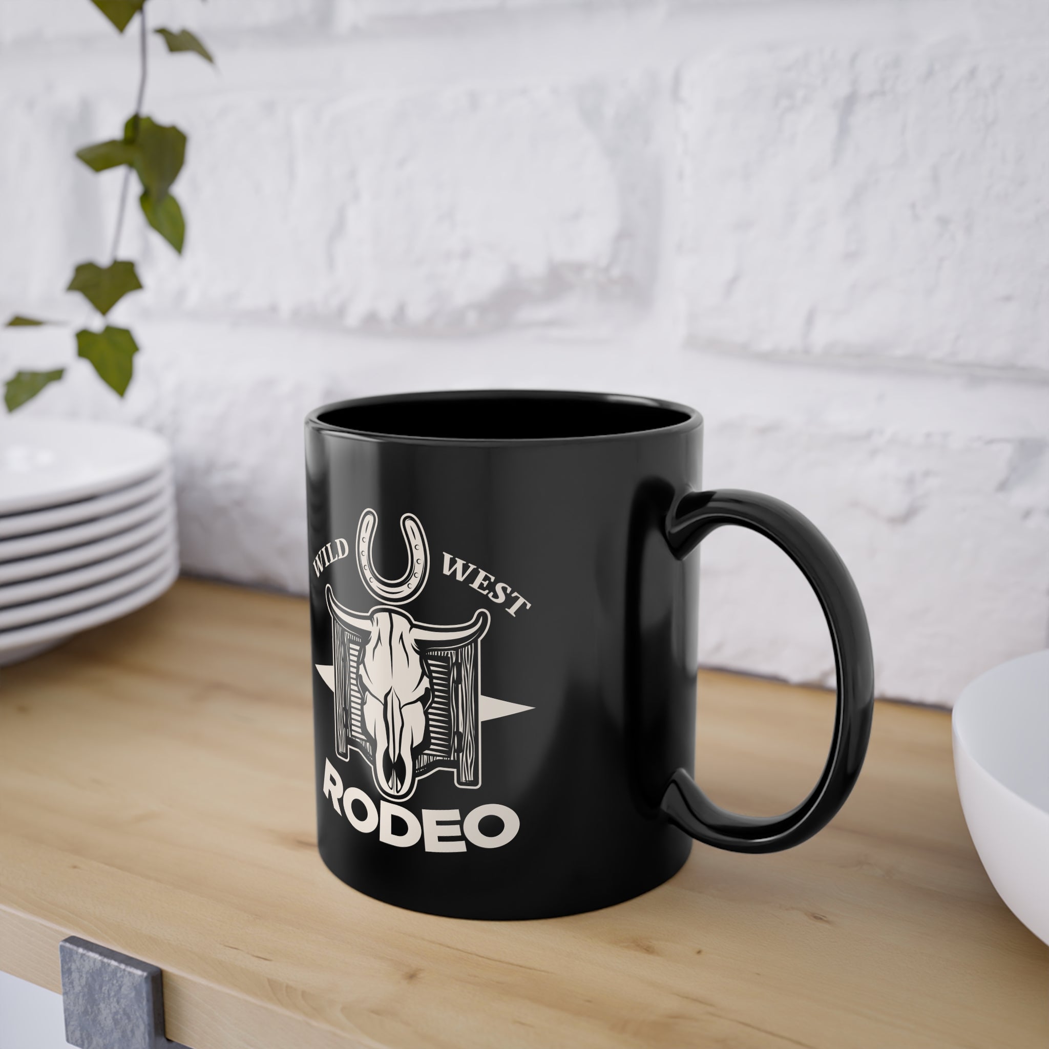 Tazza Rodeo Wild West – Teschio di Toro e Ferro di Cavallo 330 ml
