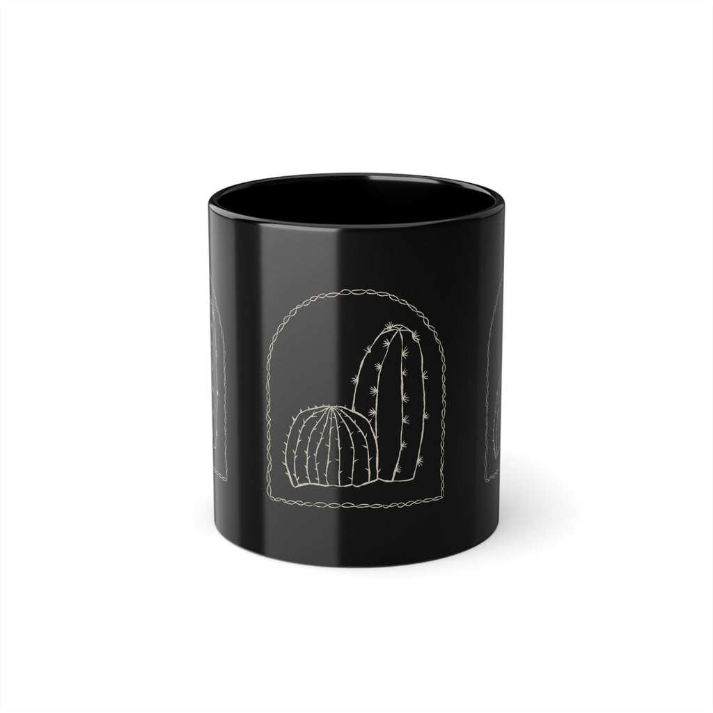 Tazza Nera con Cactus – Design Minimal Western 330 ml