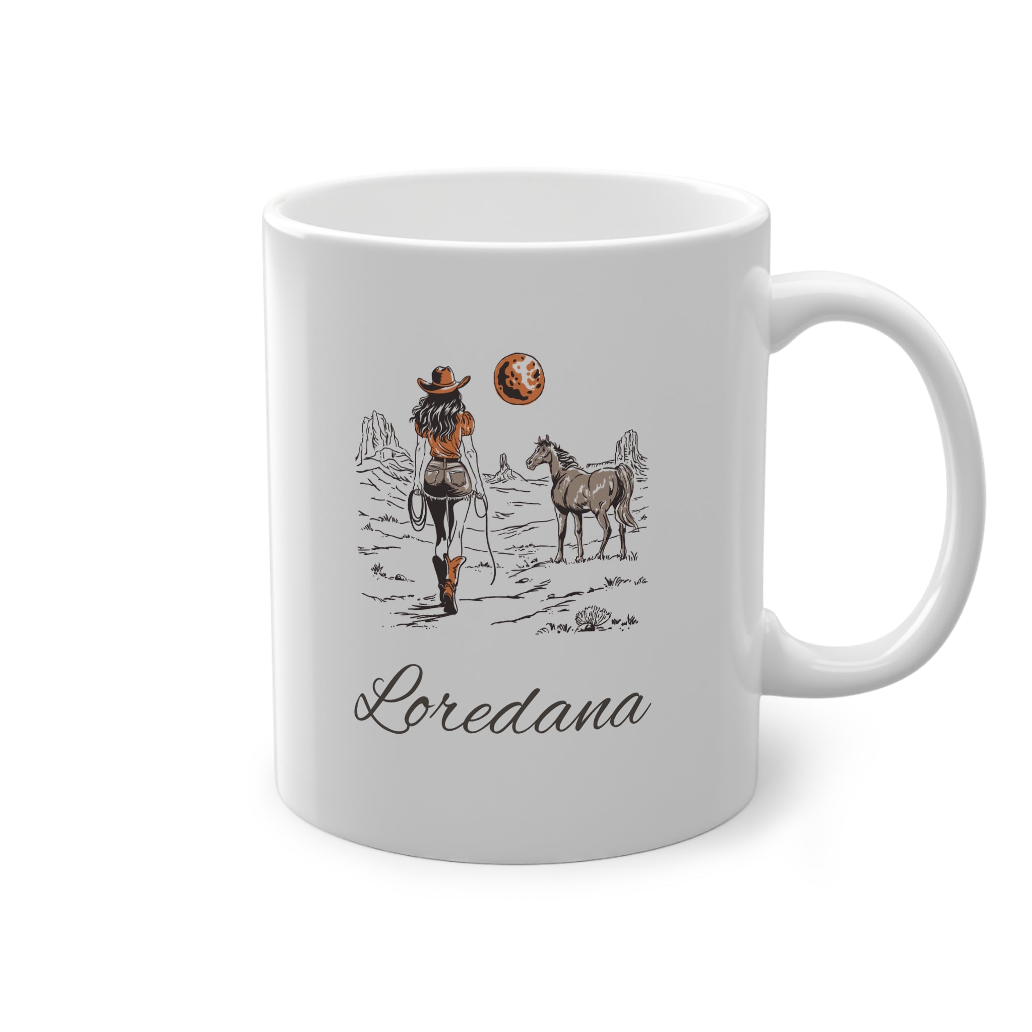 Tazza Personalizzata Cowgirl con Nome – Cavallo e Puledro Western 330 ml