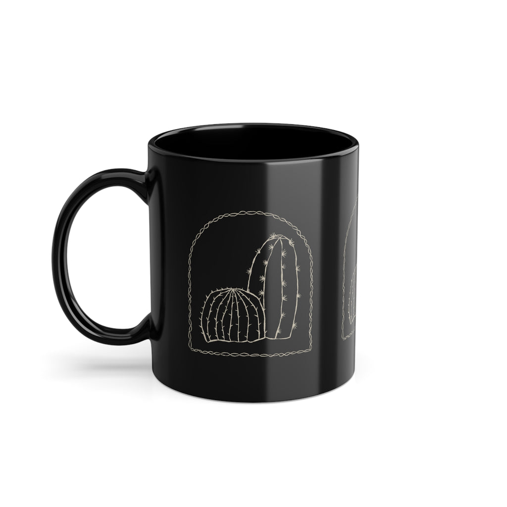Tazza Nera con Cactus – Design Minimal Western 330 ml