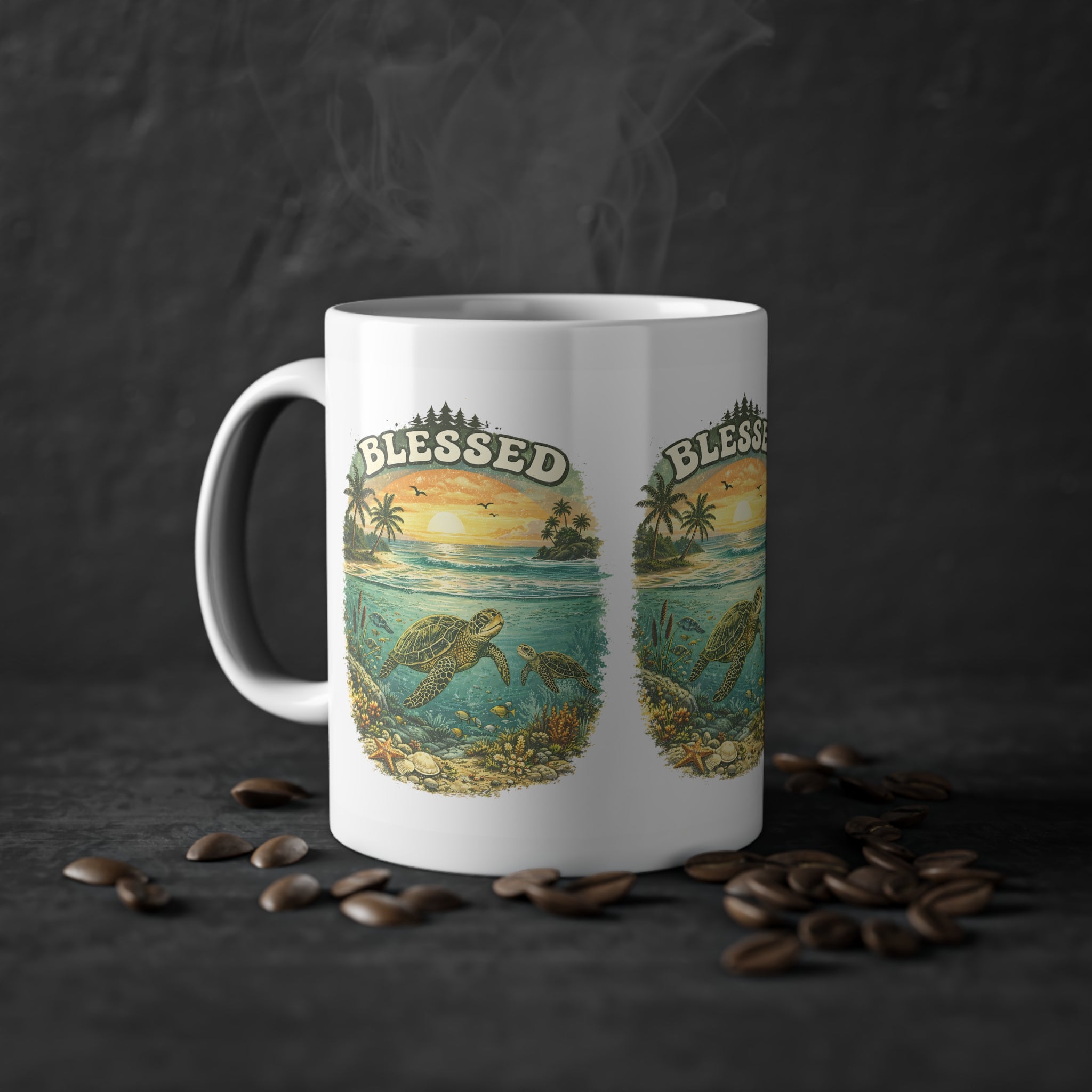 Tazza Tartaruga Marina “Blessed” – Tramonto sul Mare 330 ml