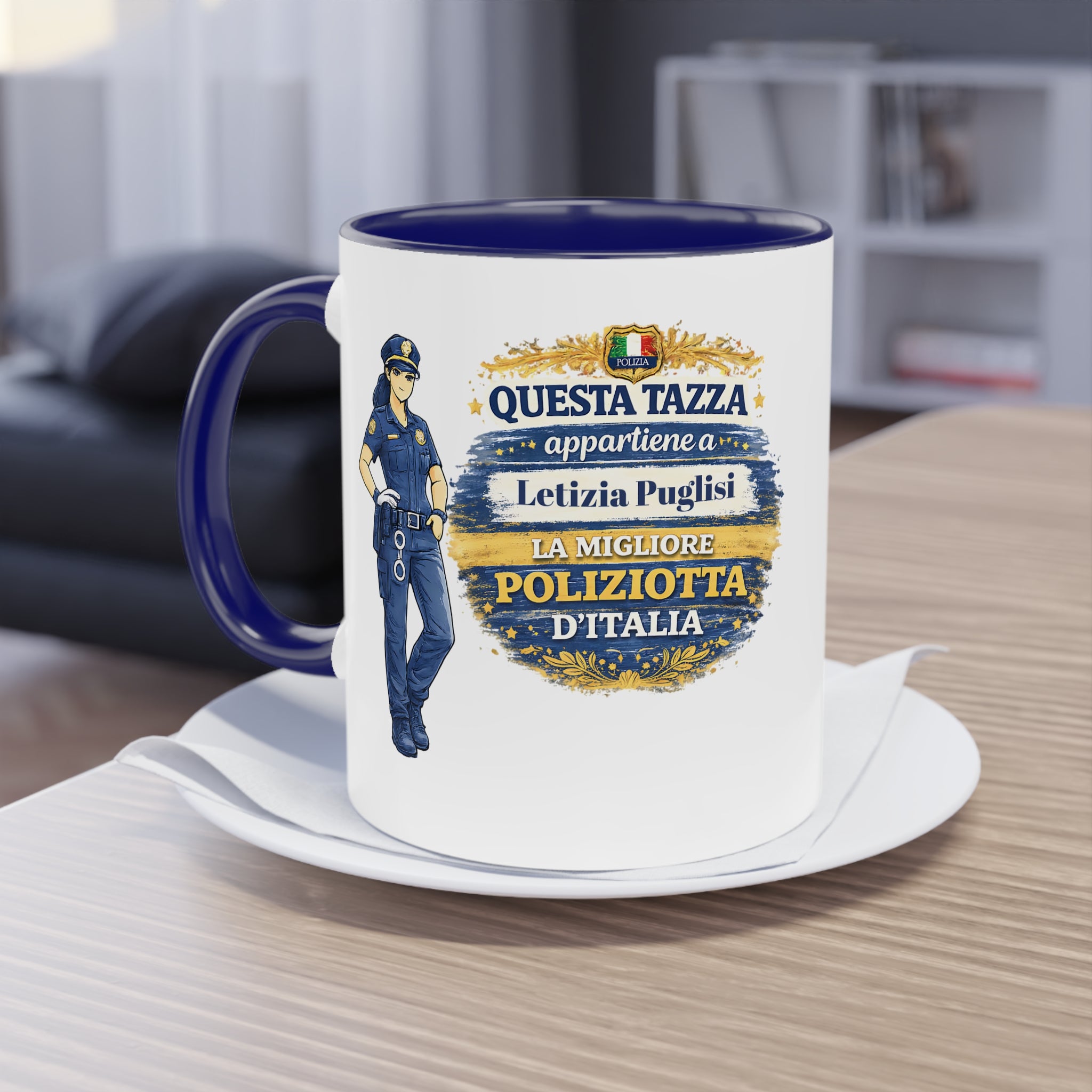 Tazza Poliziotta personalizzata con nome 330 ml – Regalo per Agenti di Polizia