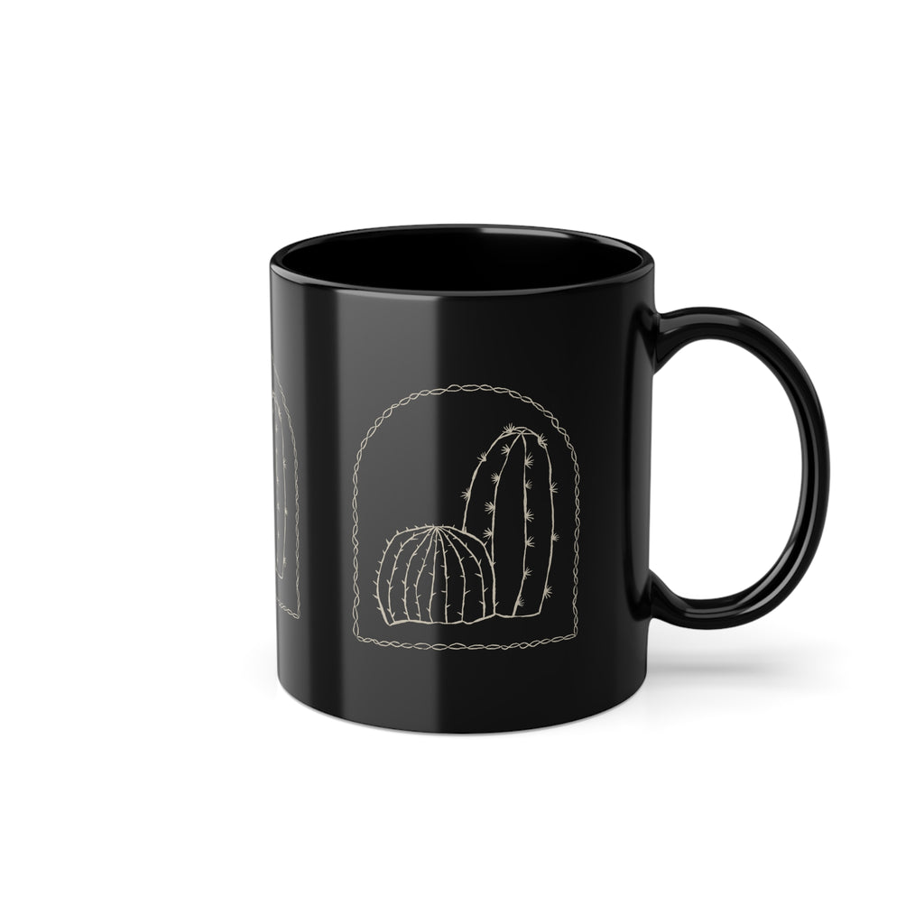 Tazza Nera con Cactus – Design Minimal Western 330 ml
