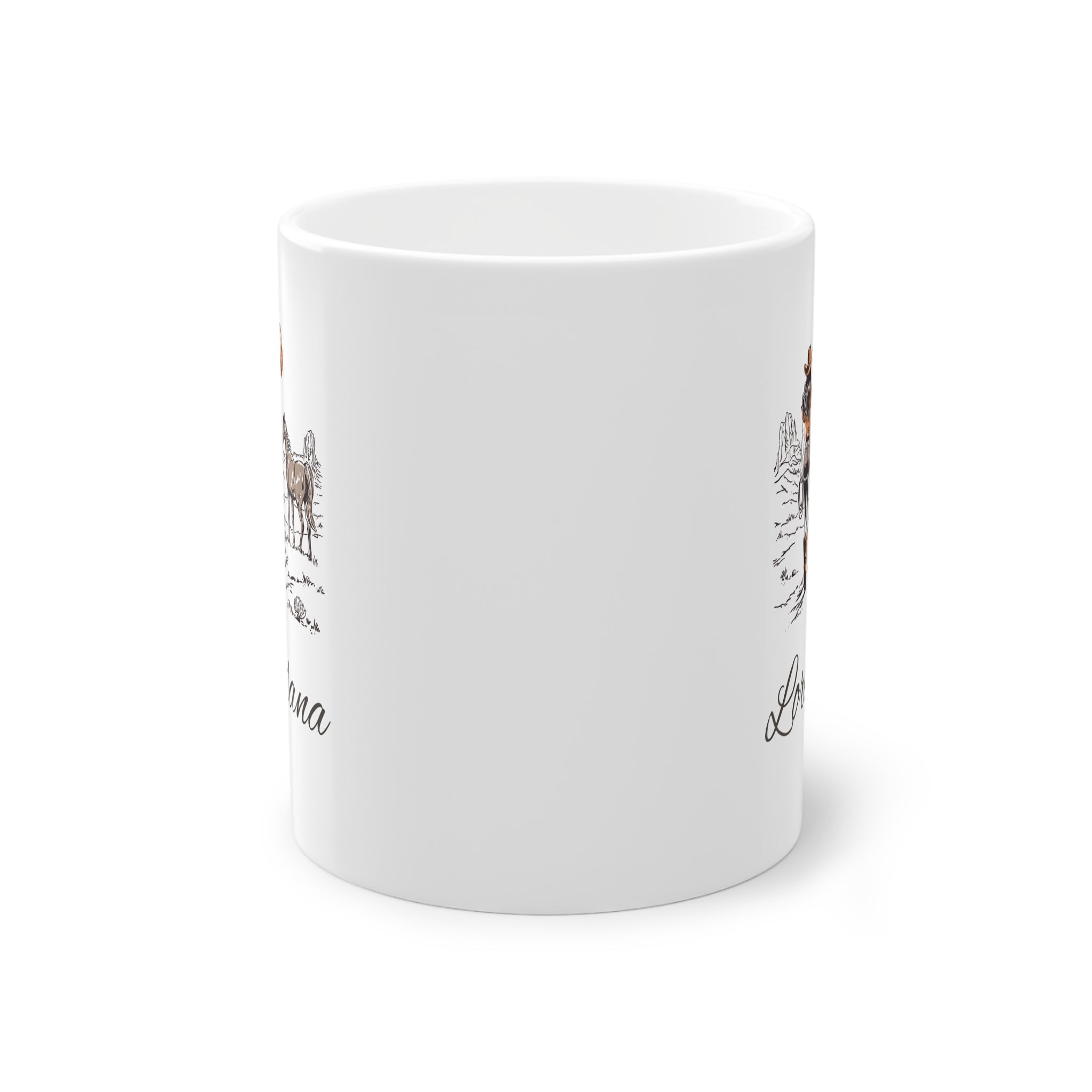 Tazza Personalizzata Cowgirl con Nome – Cavallo e Puledro Western 330 ml