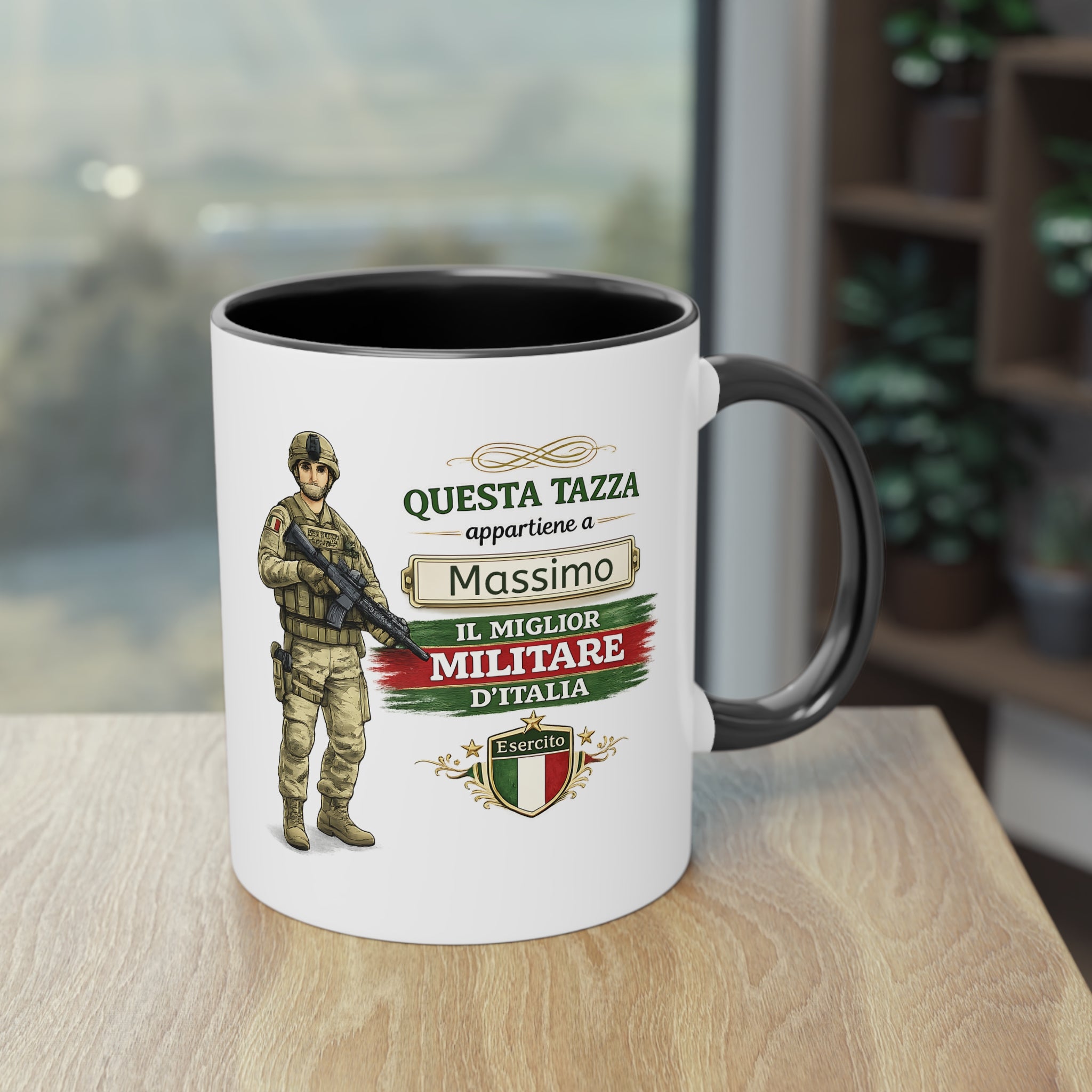 Tazza Militare Italiana Personalizzata 330 ml – Tazza Soldato con Nome e Bandiera Italiana | Regalo per Militare e Veterano