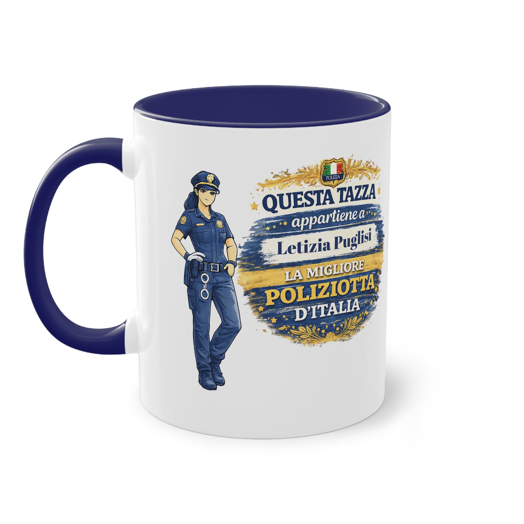 Tazza Poliziotta personalizzata con nome 330 ml – Regalo per Agenti di Polizia