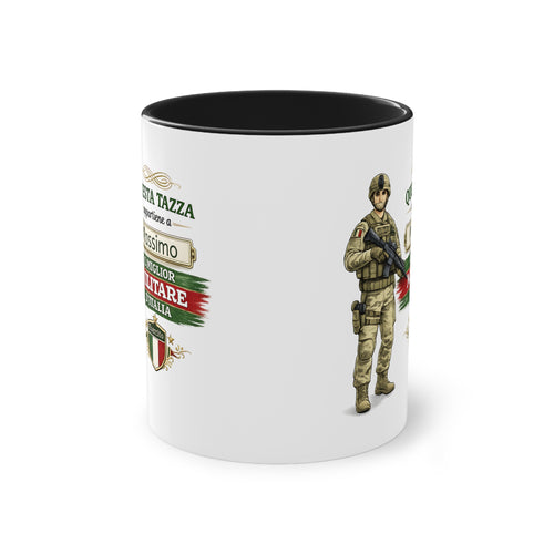Tazza Militare Italiana Personalizzata 330 ml – Tazza Soldato con Nome e Bandiera Italiana | Regalo per Militare e Veterano