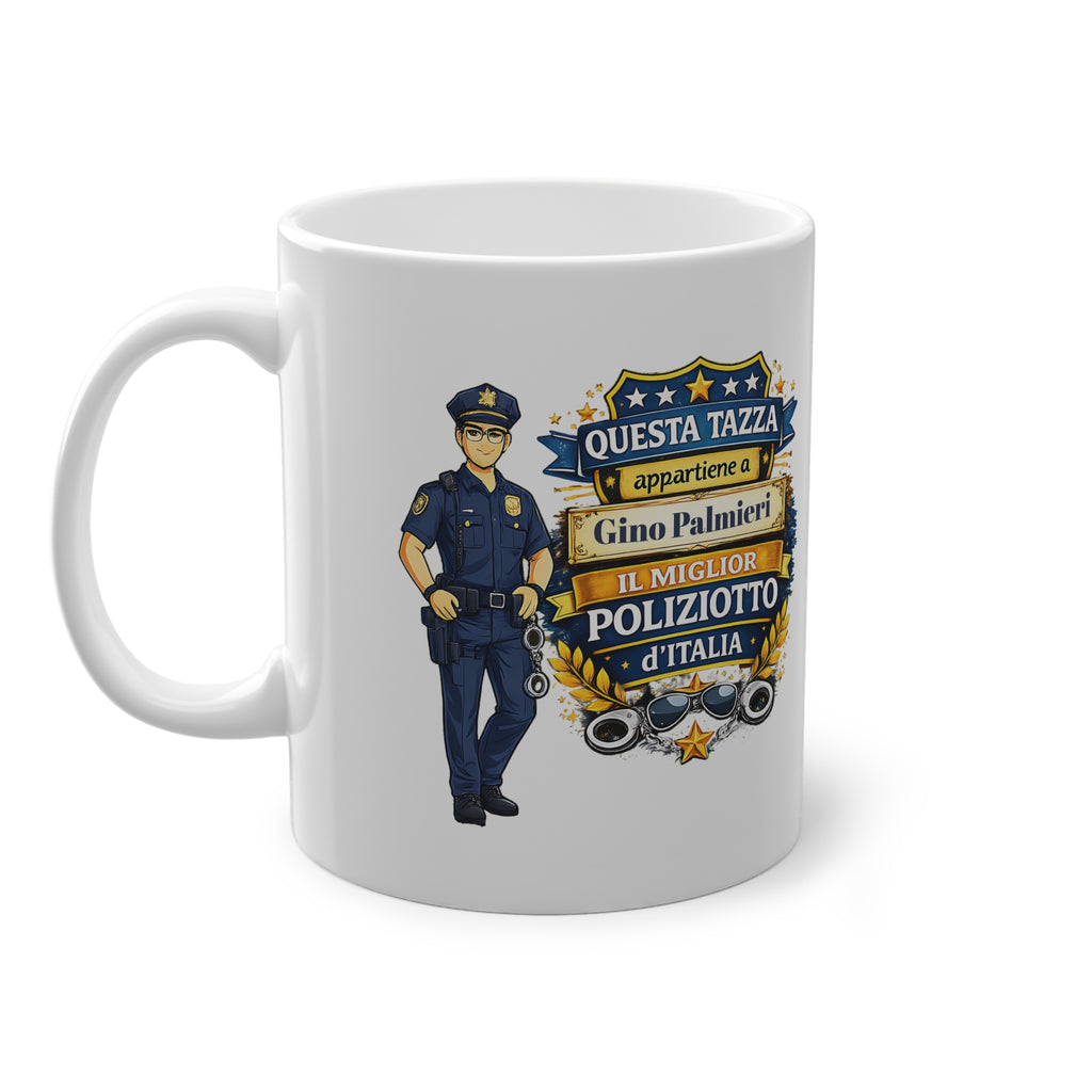 Tazza Personalizzata per Poliziotto 330 ml – “Questa Tazza Appartiene a [Nome], il Miglior Poliziotto d’Italia” | Regalo per Poliziotto