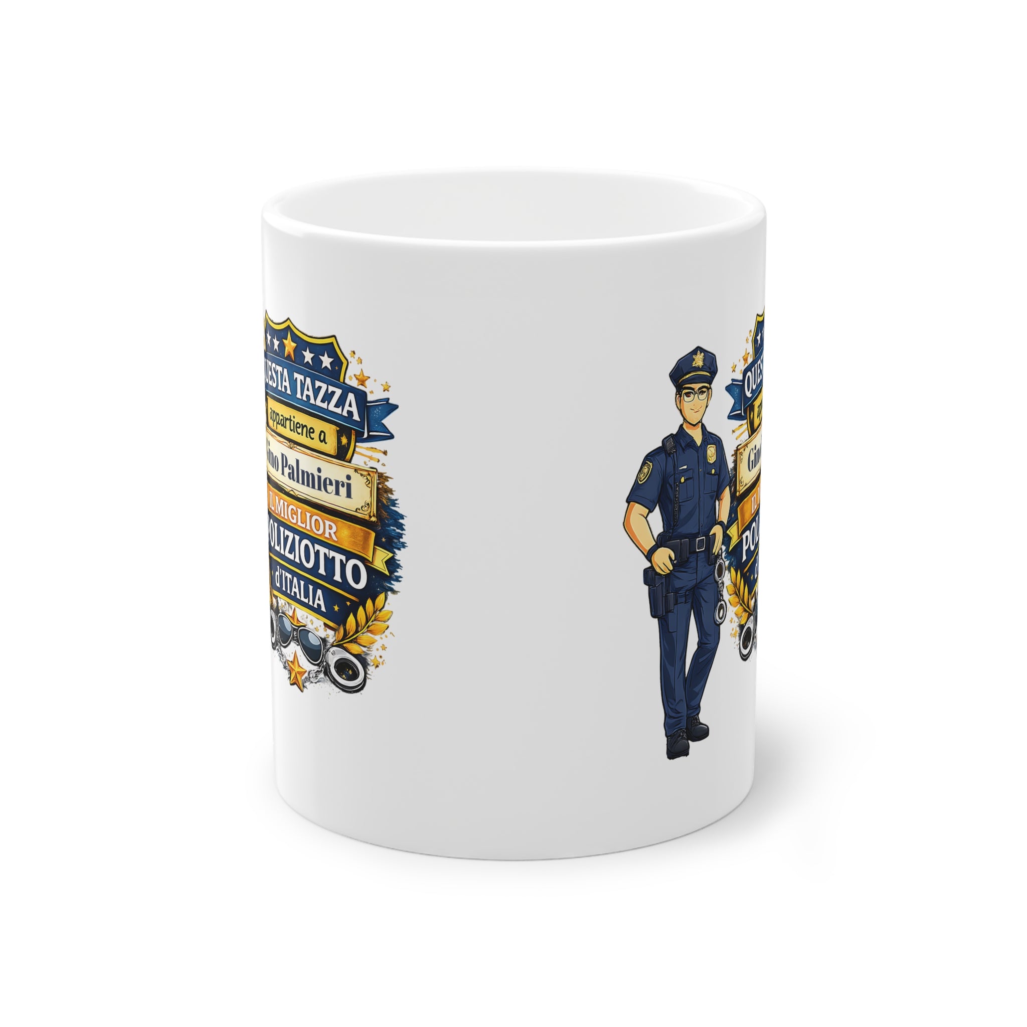 Tazza Personalizzata per Poliziotto 330 ml – “Questa Tazza Appartiene a [Nome], il Miglior Poliziotto d’Italia” | Regalo per Poliziotto