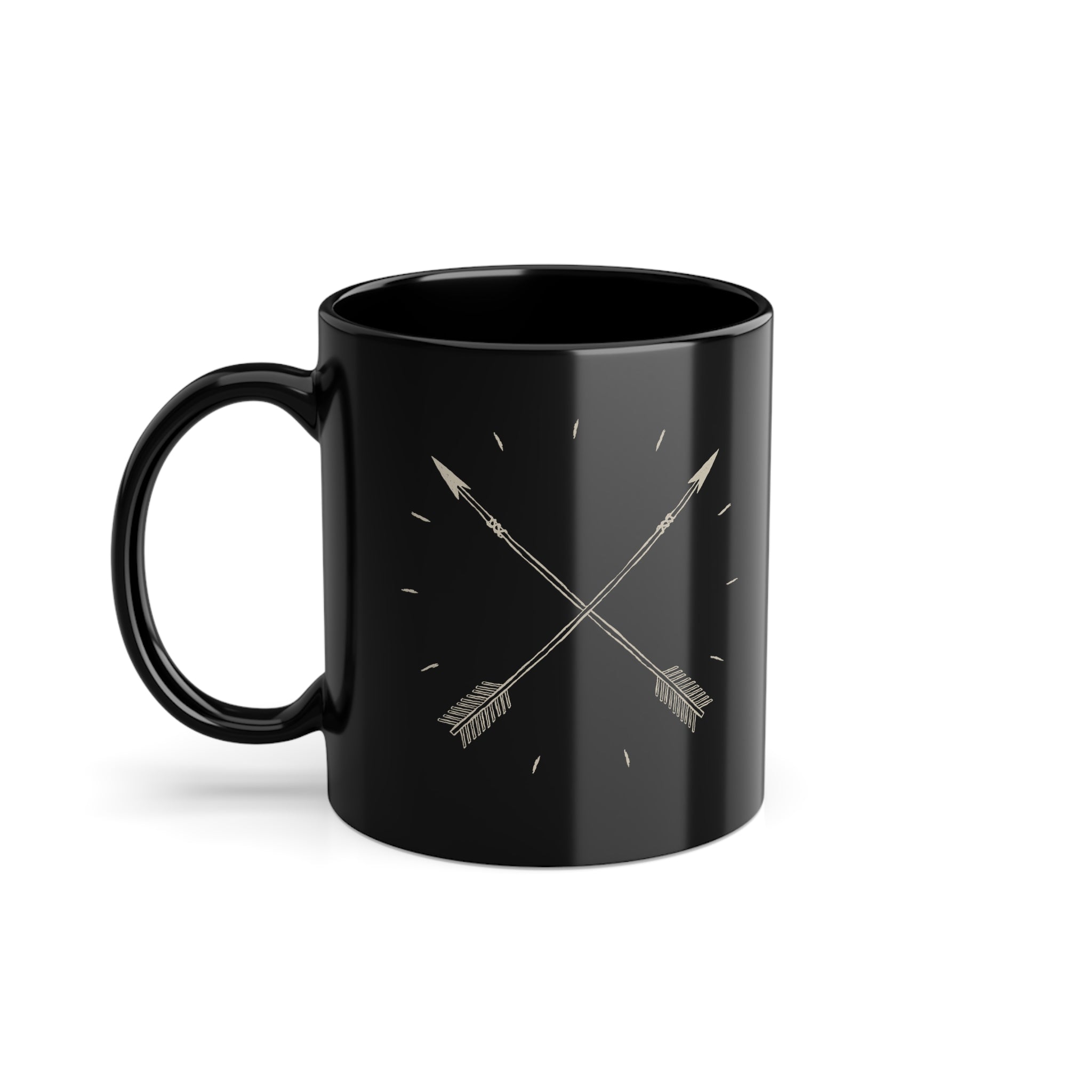 Tazza Nera con Frecce – Design Western Boho 330 ml