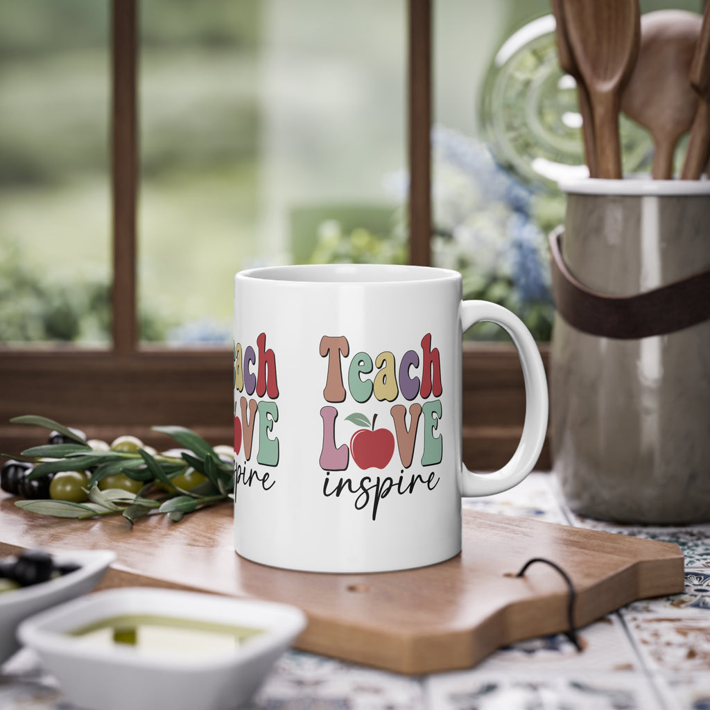 Tazza per Maestra “Teach Love Inspire” – Mela Colorata 330 ml