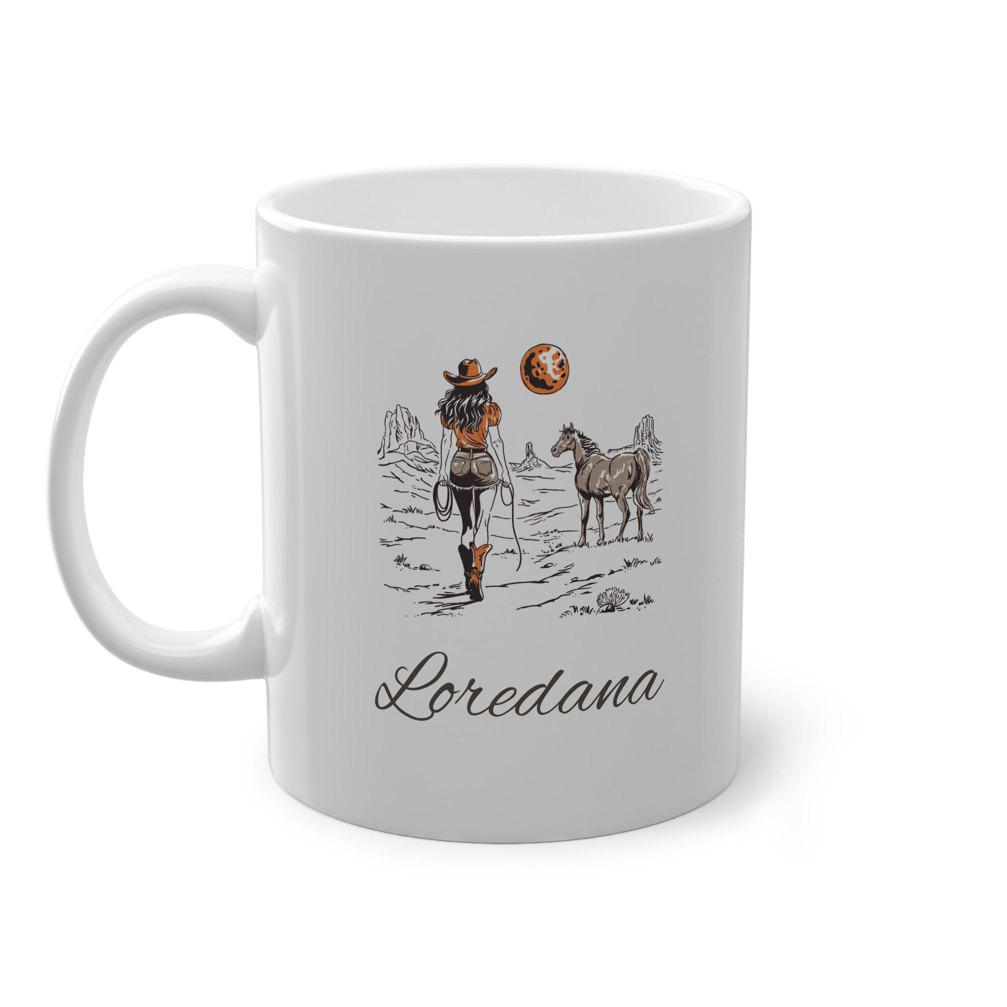 Tazza Personalizzata Cowgirl con Nome – Cavallo e Puledro Western 330 ml