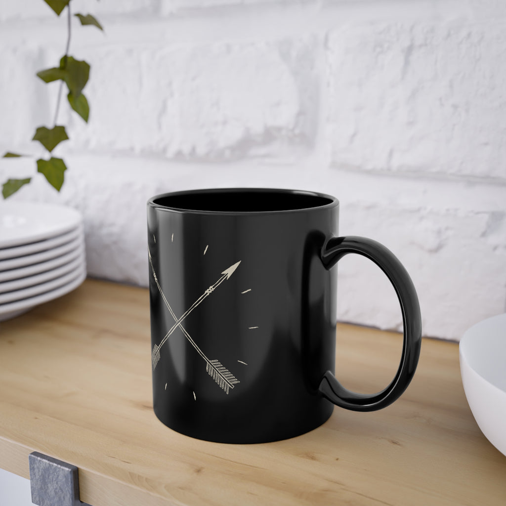 Tazza Nera con Frecce – Design Western Boho 330 ml