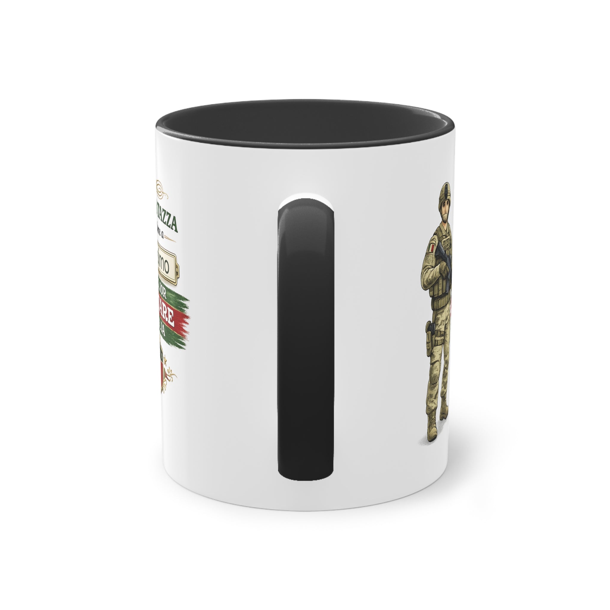 Tazza Militare Italiana Personalizzata 330 ml – Tazza Soldato con Nome e Bandiera Italiana | Regalo per Militare e Veterano