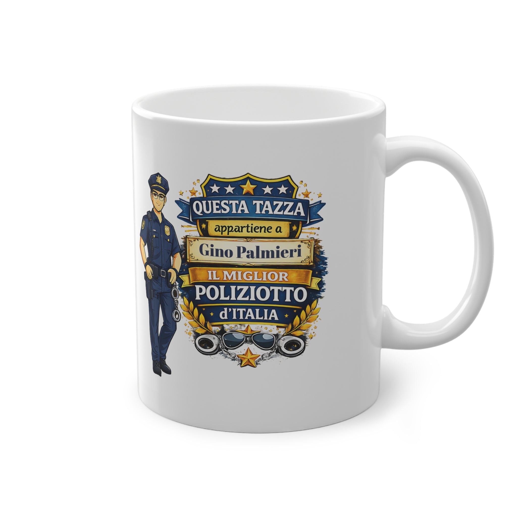 Tazza Personalizzata per Poliziotto 330 ml – “Questa Tazza Appartiene a [Nome], il Miglior Poliziotto d’Italia” | Regalo per Poliziotto
