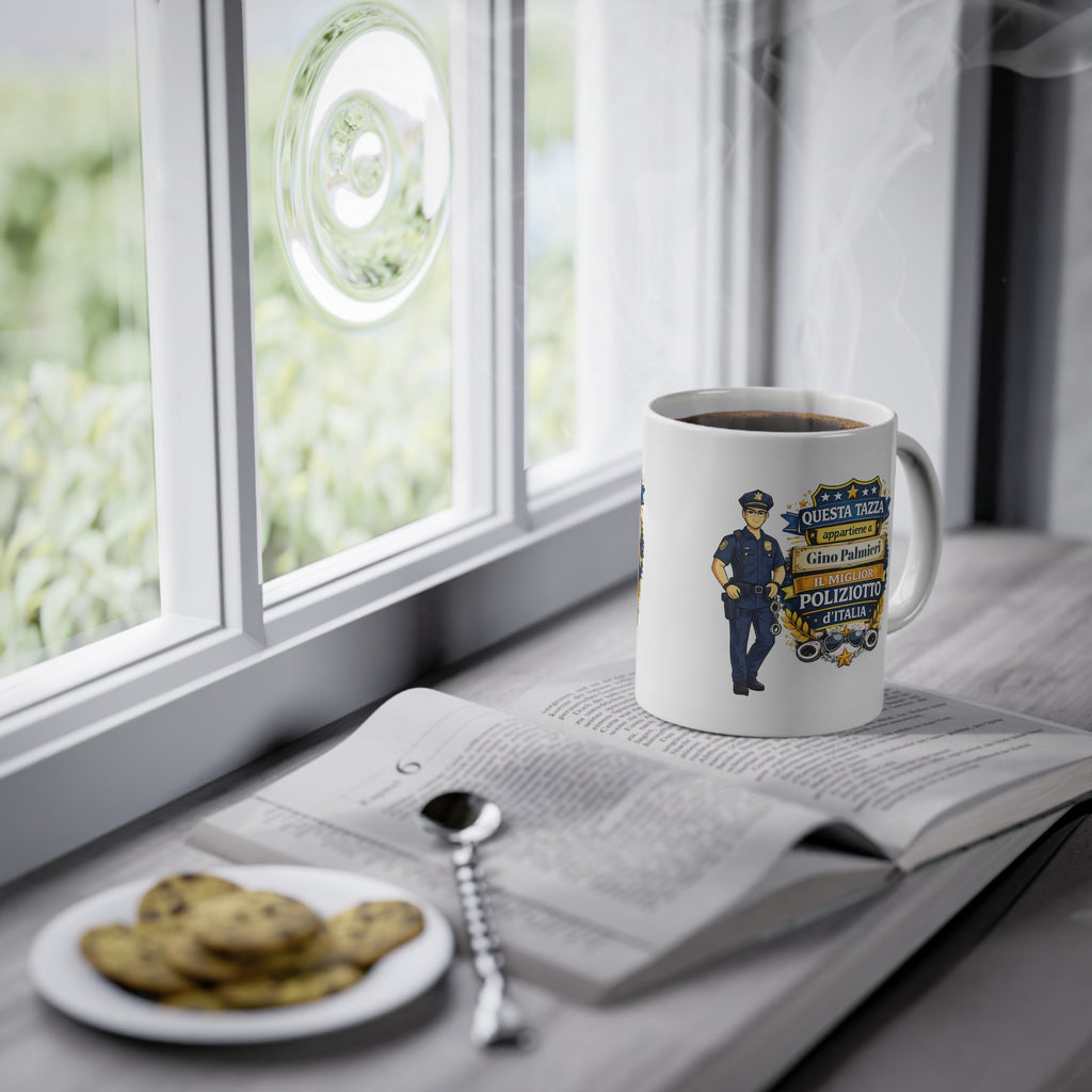 Tazza Personalizzata per Poliziotto 330 ml – “Questa Tazza Appartiene a [Nome], il Miglior Poliziotto d’Italia” | Regalo per Poliziotto
