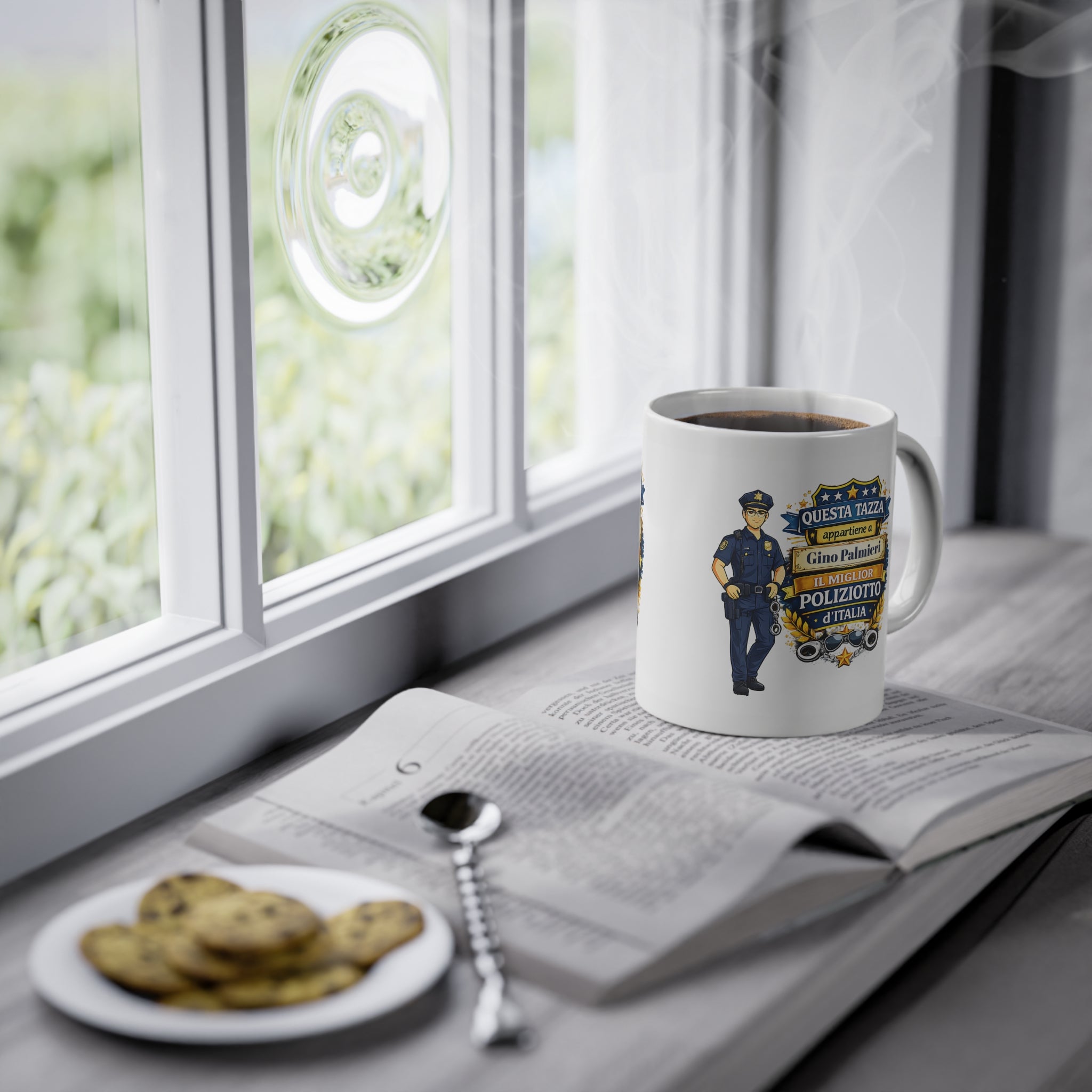 Tazza Personalizzata per Poliziotto 330 ml – “Questa Tazza Appartiene a [Nome], il Miglior Poliziotto d’Italia” | Regalo per Poliziotto